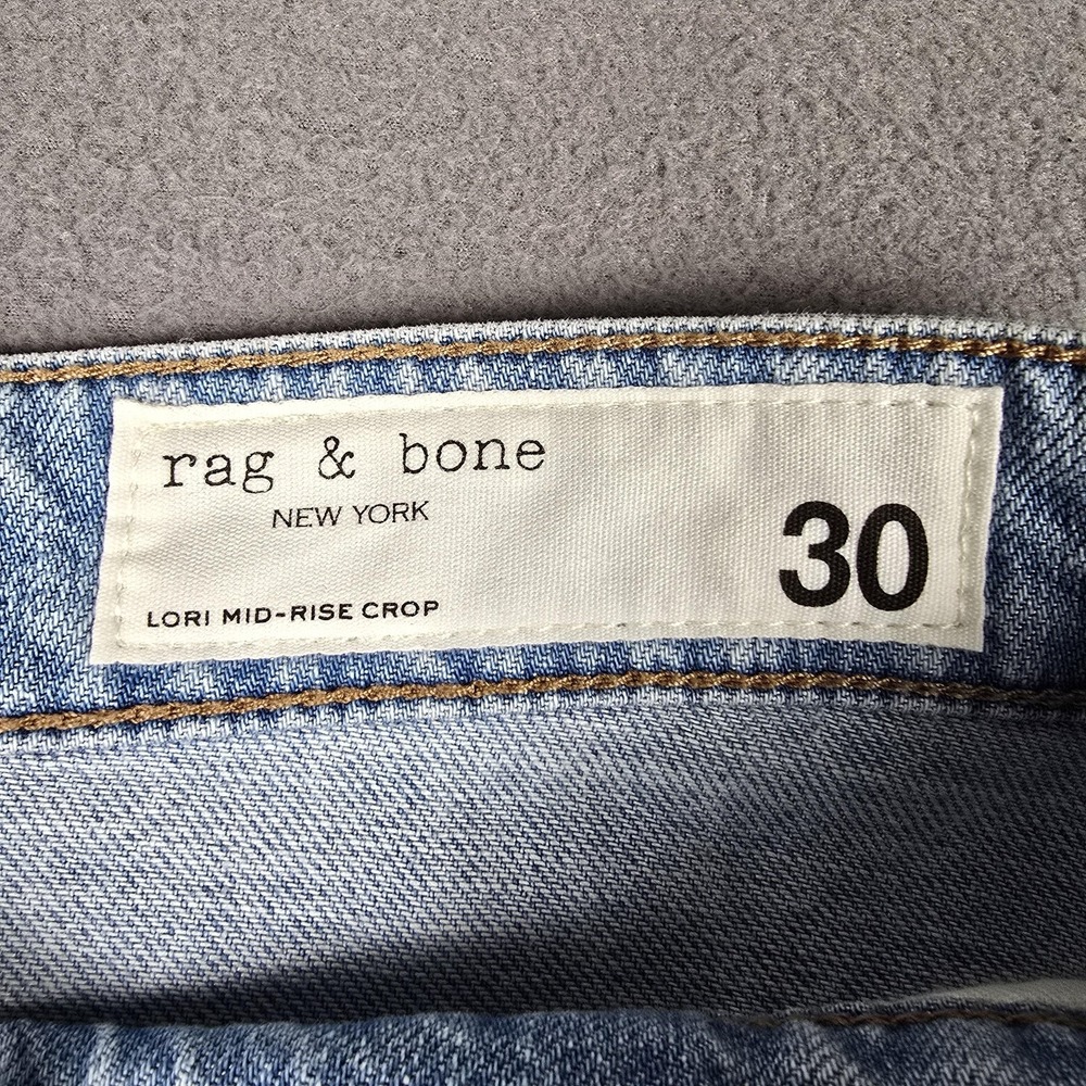 Rag & Bone Lori Mid Rise Crop Jeans Womens 30 Light Wash Wide Leg Denim Relaxed - Picture 5 of 15